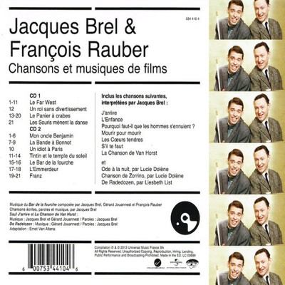 JACQUES BREL & FRANCOIS RAUBER  "CHANSONS ET MUSIQUE DE FILMS"